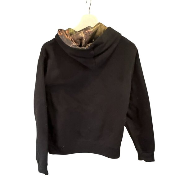 Mossy Oak Hoodie Medium Black Camo Hood American Flag Pullover Sweatshirt Sz M - Picture 2 of 10